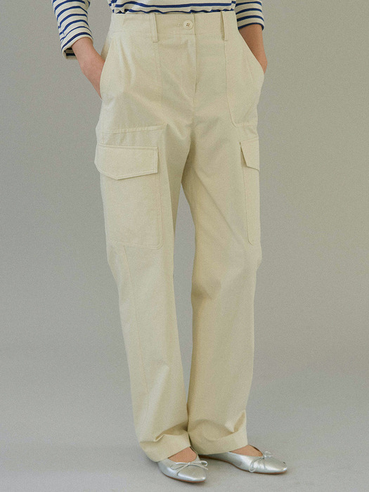 cotton cargo pants (cream beige)