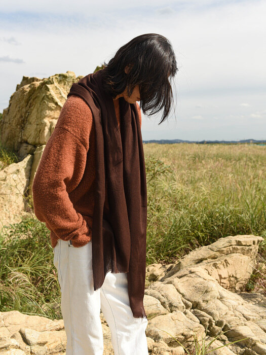 Cashmere pashmina muffler_Deep brown