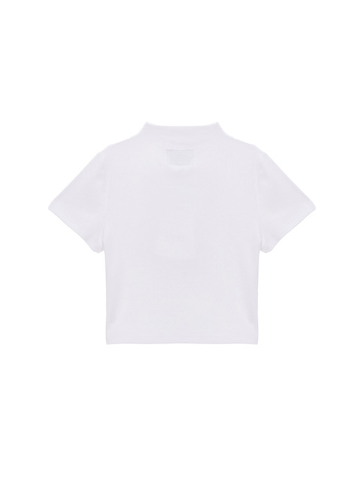 MOCK NECK TYPO CROP TOP IN WHITE