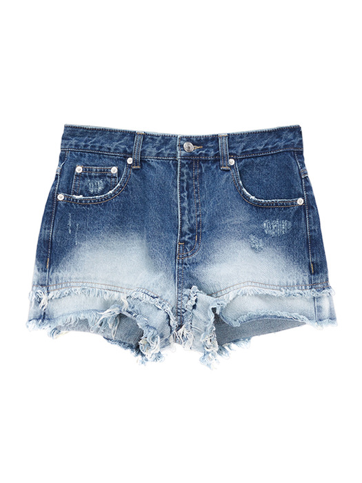 DOUBLE CUTTED DENIM SHORTS IN BLUE