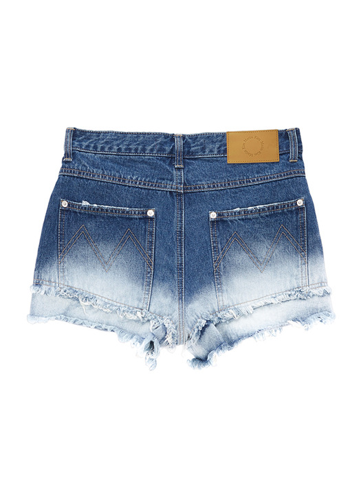 DOUBLE CUTTED DENIM SHORTS IN BLUE