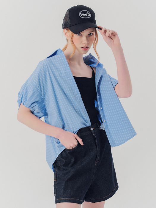 WED_French simple puff shirt_BLUE