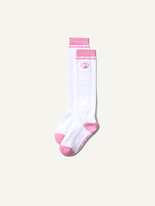 WHITE-PINK SPORT MICCA KNEE SOCKS