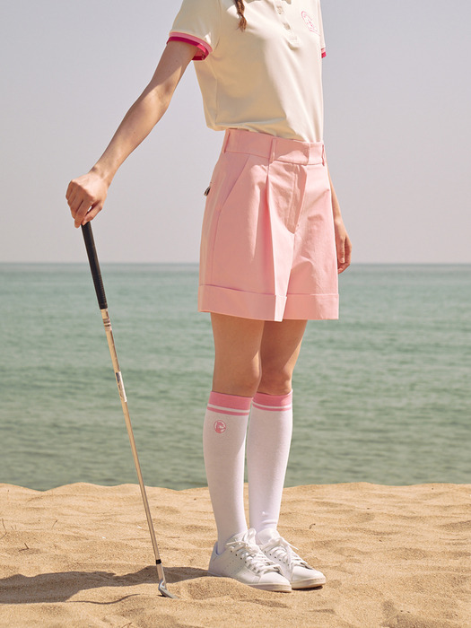 WHITE-PINK SPORT MICCA KNEE SOCKS