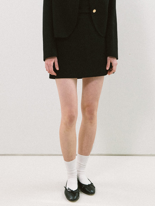 ROUND TWEED SKIRT_BLACK