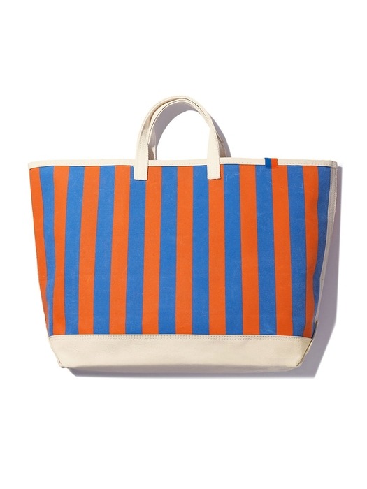 THE ALL OVER STRIPED TOTE - ROYAL/POPPY