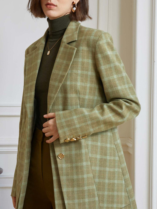 YY_Green layered plaid blazer