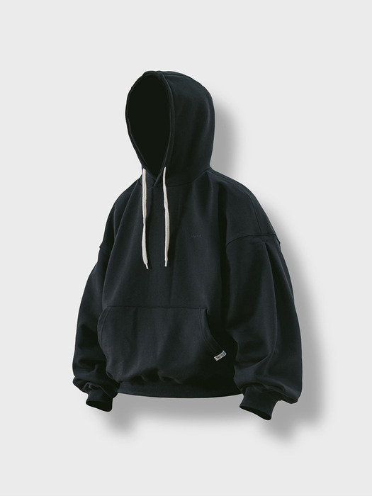 Valley Tuck Sweat Balloon Hoodie - Black