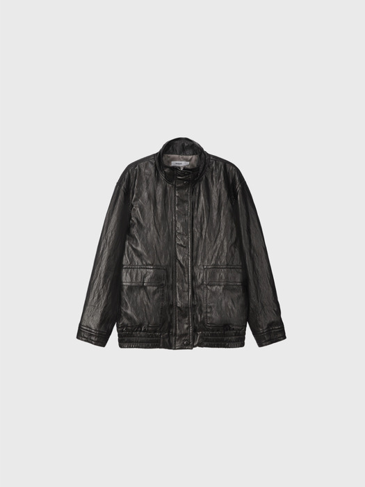 High neck leather jumper (ash black)