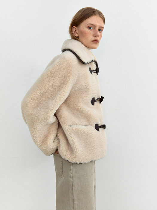 TWW ECO FUR DUFFLE HALF COAT_BEIGE