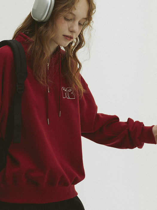 High Neck String Sweatshirt_Deep Red