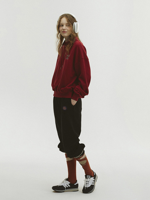 High Neck String Sweatshirt_Deep Red