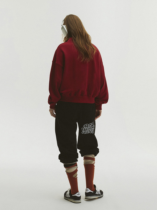 High Neck String Sweatshirt_Deep Red