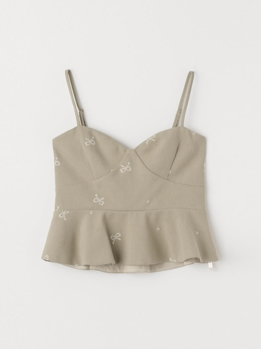 RIBBON EMBROIDERED BUSTIER_LIGHT GREY