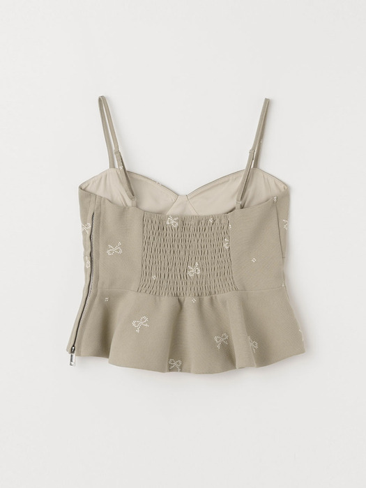 RIBBON EMBROIDERED BUSTIER_LIGHT GREY