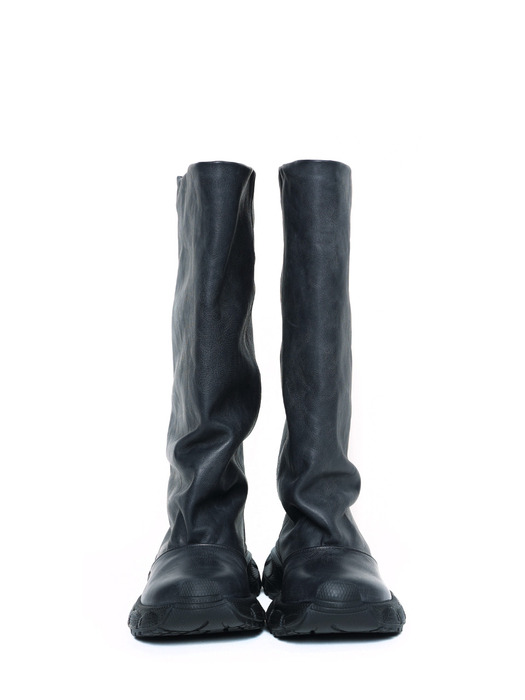 Grunge Leather Tall Boots (Black)
