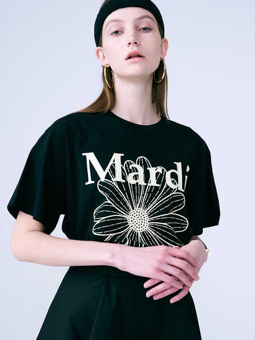 TSHIRT FLOWERMARDI_BLACK CREAM