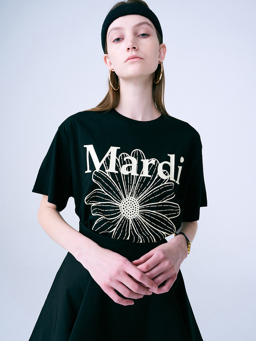 TSHIRT FLOWERMARDI_BLACK CREAM