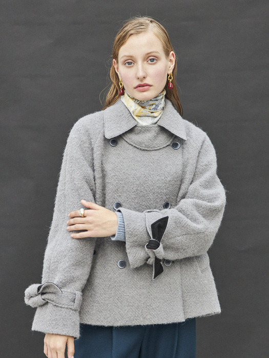 SHORT TRENCH WOOL COAT_GRAY