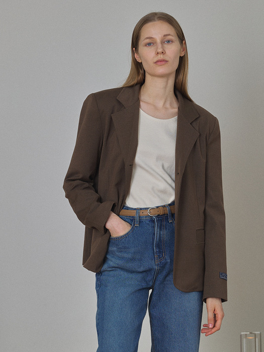 One button Classic Jacket - Brown