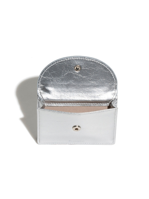 CRINKLE HALFMOON MINI WALLET - SILVER