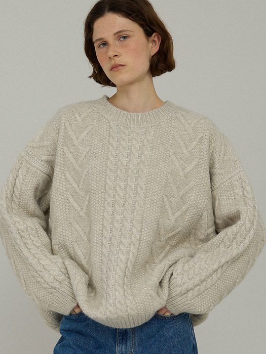 Noa wool knit pullover_melange grey