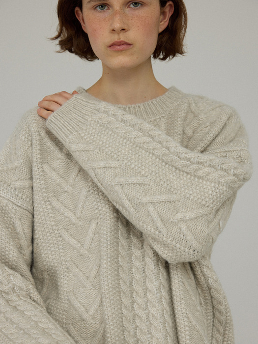 Noa wool knit pullover_melange grey