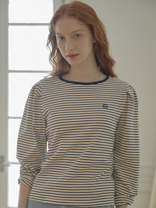 Emblem Logo Stripe T-Shirt - Ivory