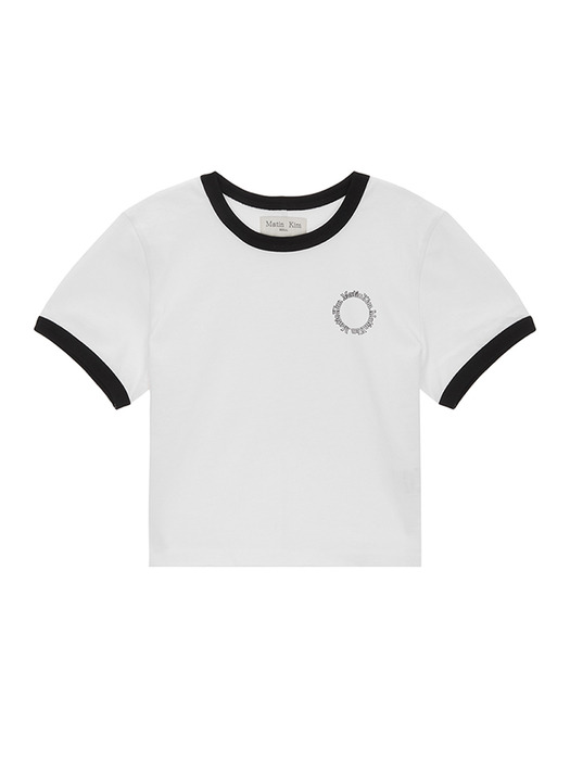 CIRCLE LOGO RINGER CROP TOP IN BLACK