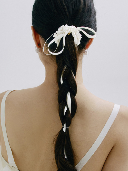 HTY005 Ivory pearl hair tie