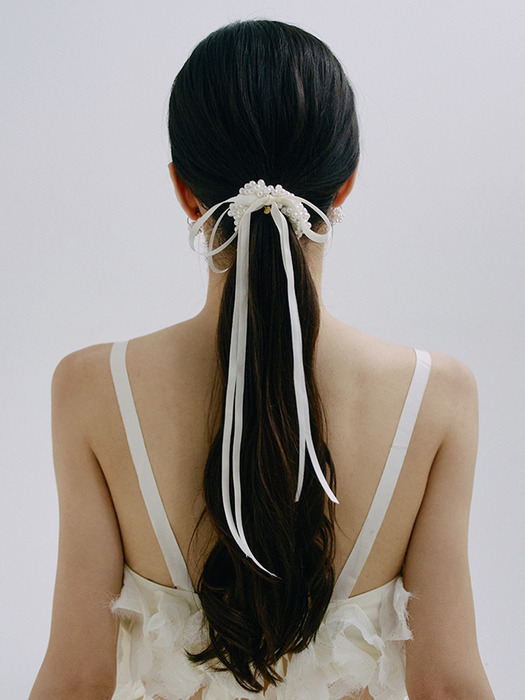 HTY005 Ivory pearl hair tie