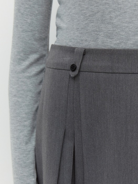 a line pleats skirt - gray
