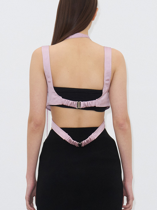 NECK-STRAP SATIN BRA TOP(PINK)