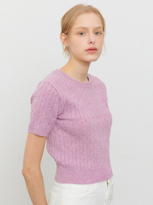 CABLE HALF KNIT LILAC