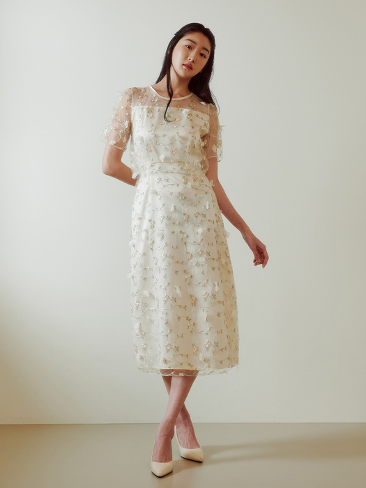 Bridal Flower Floating Dress_pale yellow