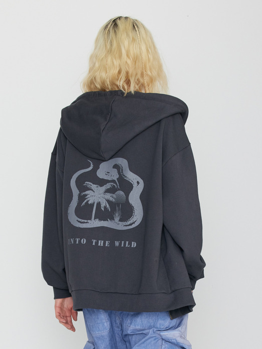 Into The Wild Snake Hoodie Zip Up Charcoal