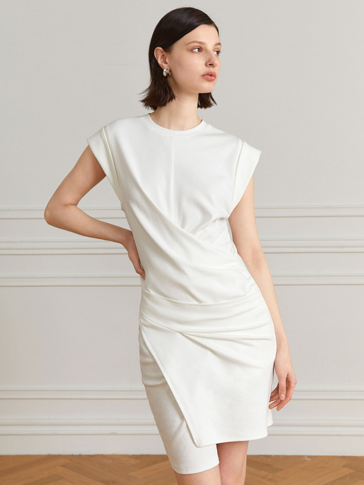 YY_Asymmetric fitted dress_WHITE