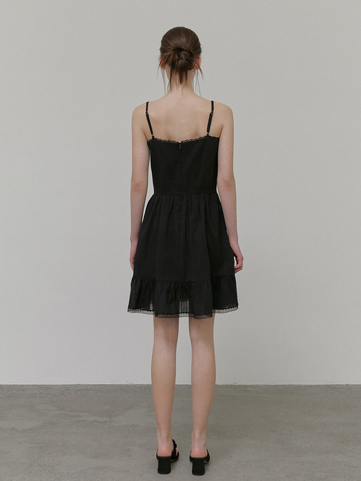 Slip Lace Mini Dress, Black