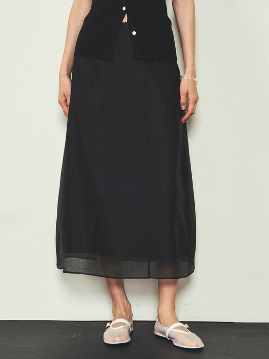 See-through Layered Skirts_CTS608(Black)