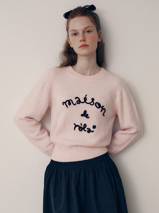 MAISON DE ROLA EMBROIDERY KNIT PINK