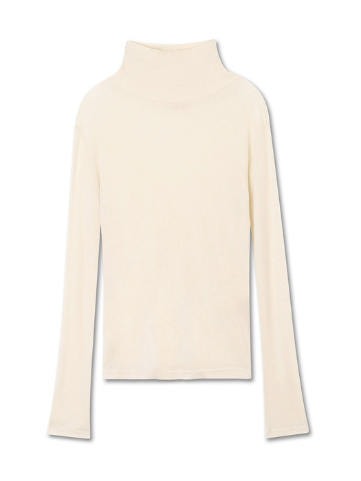 WOOL TENCEL TURTLE NECK TOP BUTTER