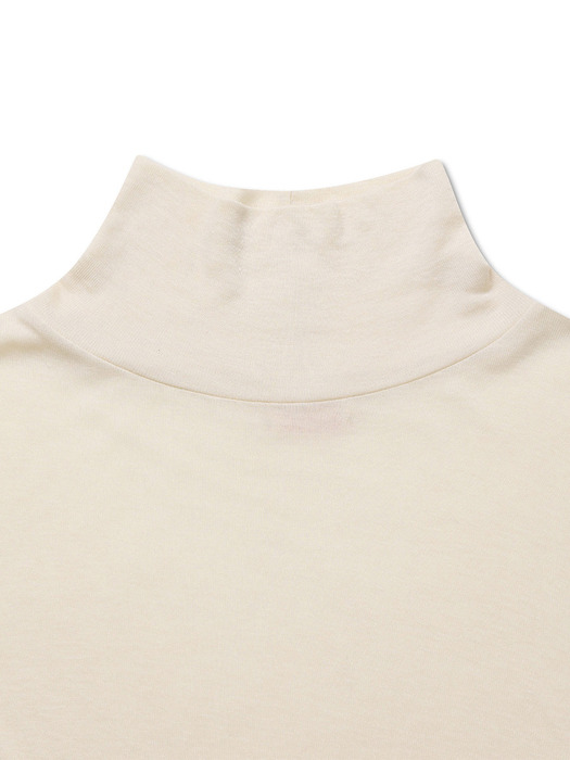 WOOL TENCEL TURTLE NECK TOP BUTTER