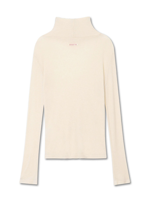 WOOL TENCEL TURTLE NECK TOP BUTTER