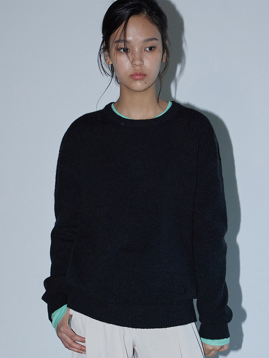 BASIC WOOL KNIT PULLOVER BLACK