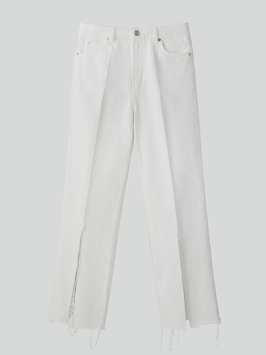 ISLA FRONT SLIT DENIM PANTS (OFF WHITE)