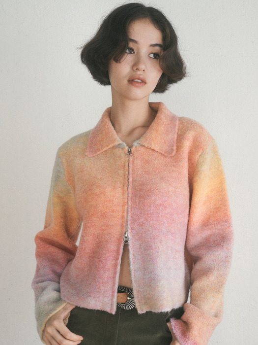 Apricot Knit Zip-up [Gradient]