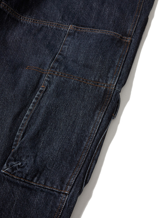 Cargo denim work pants / Deep Indigo