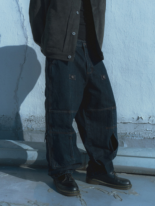 Cargo denim work pants / Deep Indigo