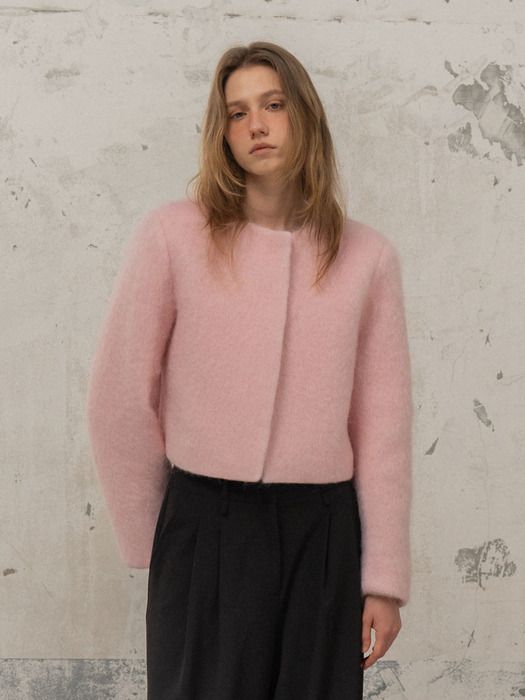 Sunny Crop Fur Jacket_PINK