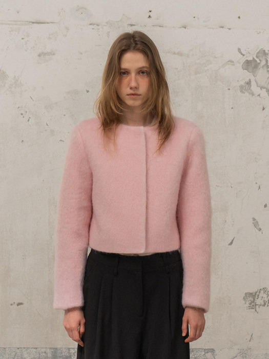 Sunny Crop Fur Jacket_PINK